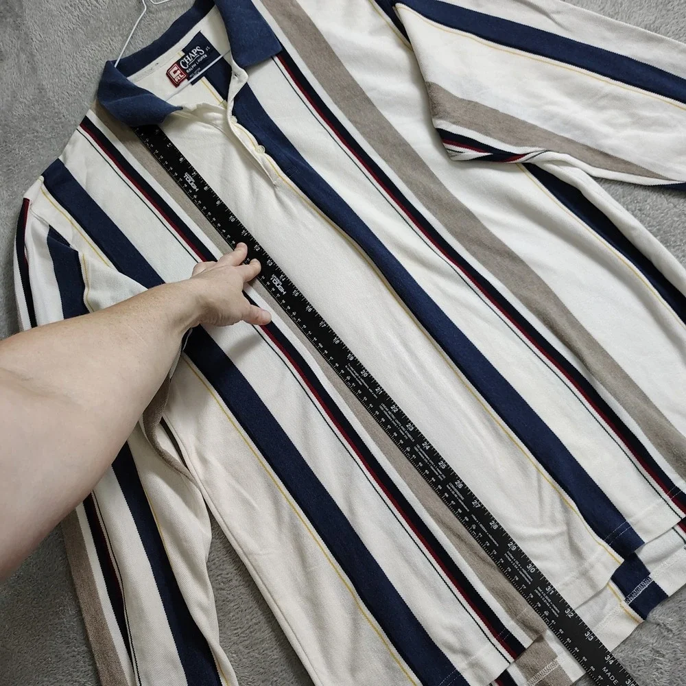 Vintage 90s Chaps Ralph Lauren Mens XL Distressed Striped Color Block Polo Shirt